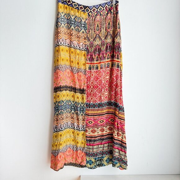 Desigual Patchwork Paisley Colourful Button front Maxi Skirt - Picture 5 of 7